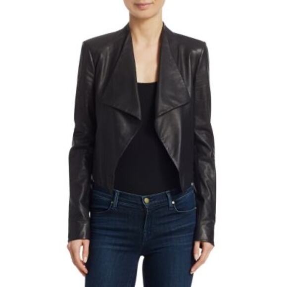 Theory Black Lamb Leather Open Front Jacket XS - Picture 13 of 13